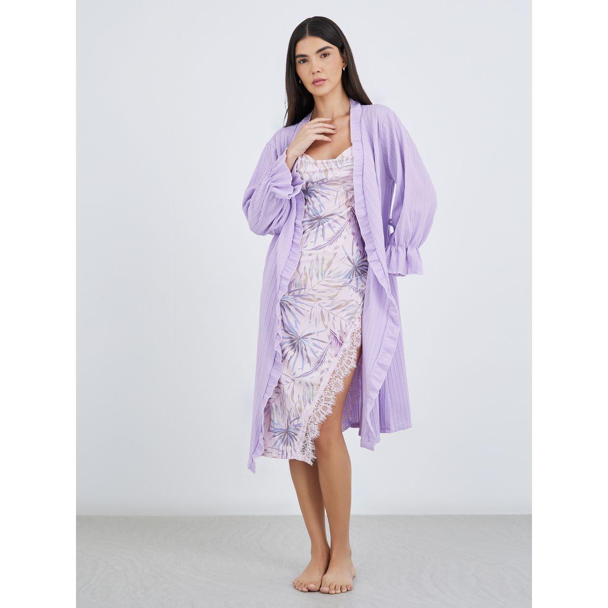 Styli Textured Rib Ruffle Edge Robe-women-clothing-nightwear-robes-image-1