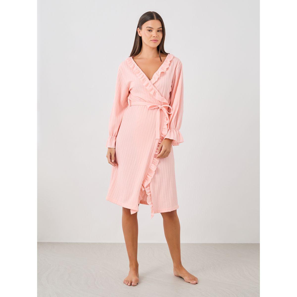 Styli Ruffled Detail Textured Belted Robe-women-clothing-nightwear-robes-image-1