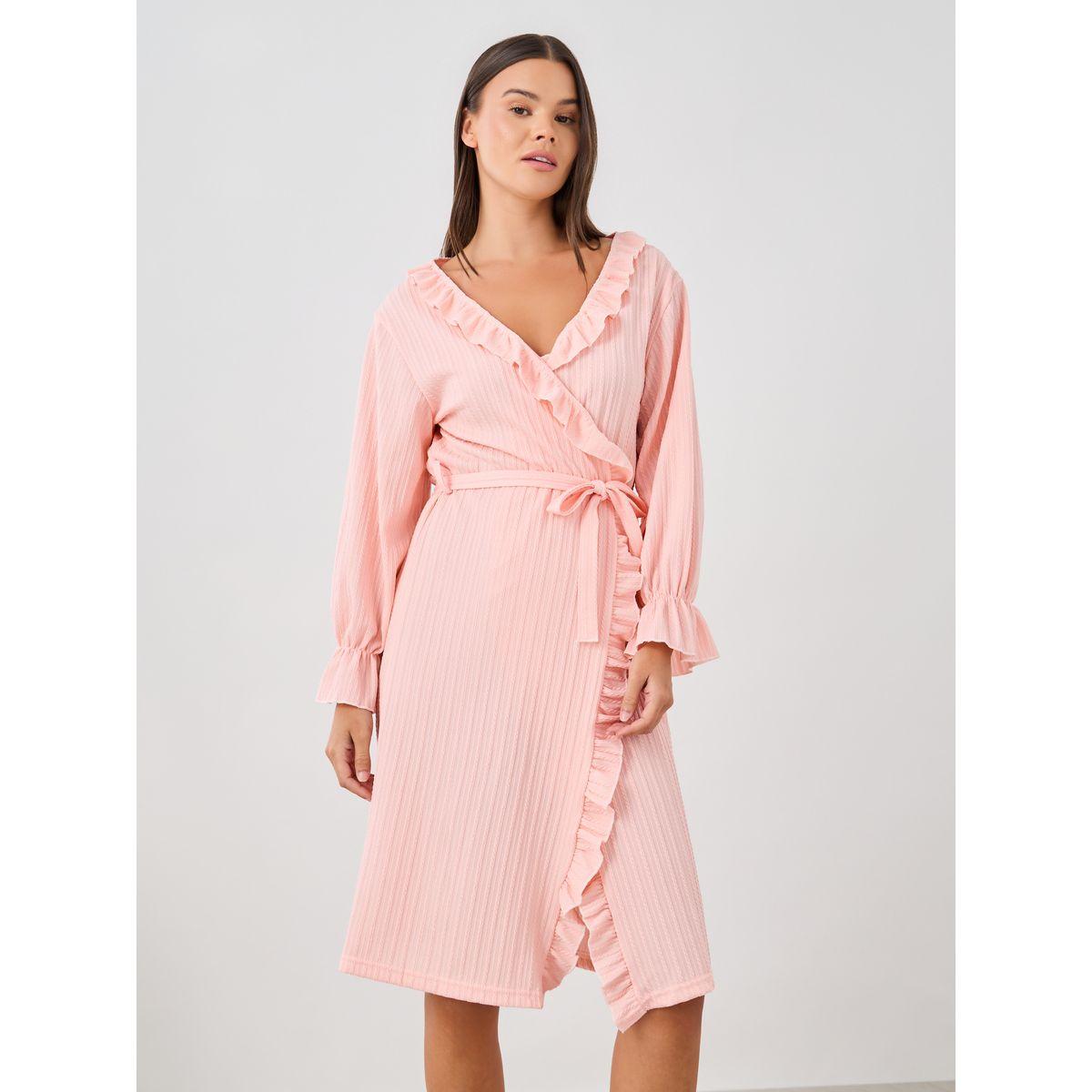 Styli Ruffled Detail Textured Belted Robe-women-clothing-nightwear-robes-image-2