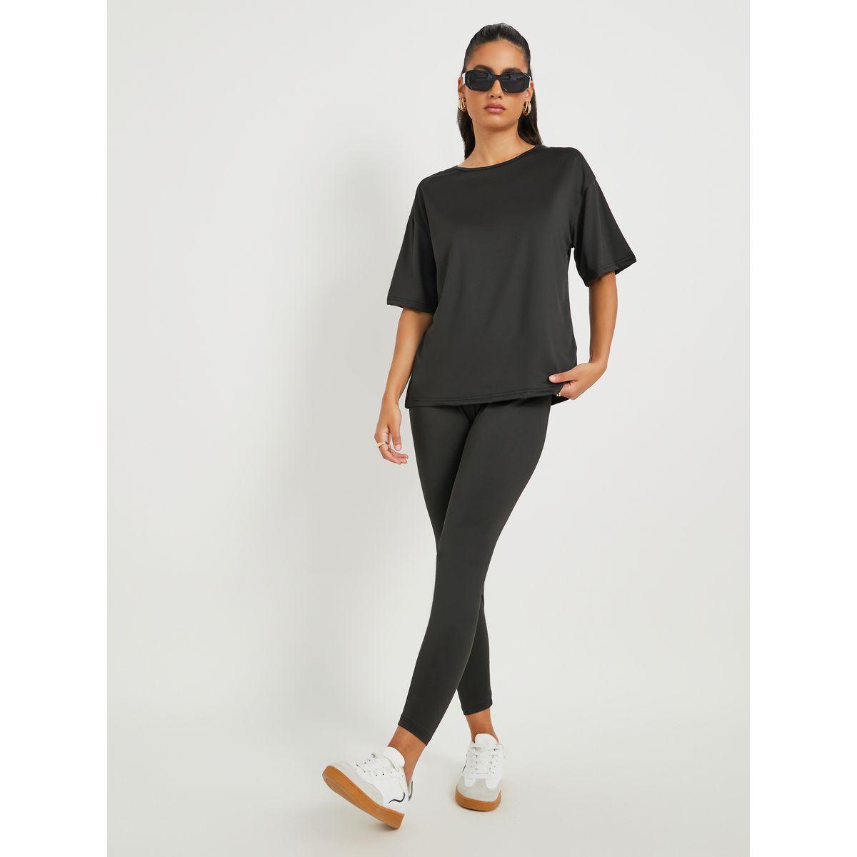 Styli Slogan Print Back Oversized T-Shirt and Leggings Co-Ords-women-clothing-coordsets-image-2