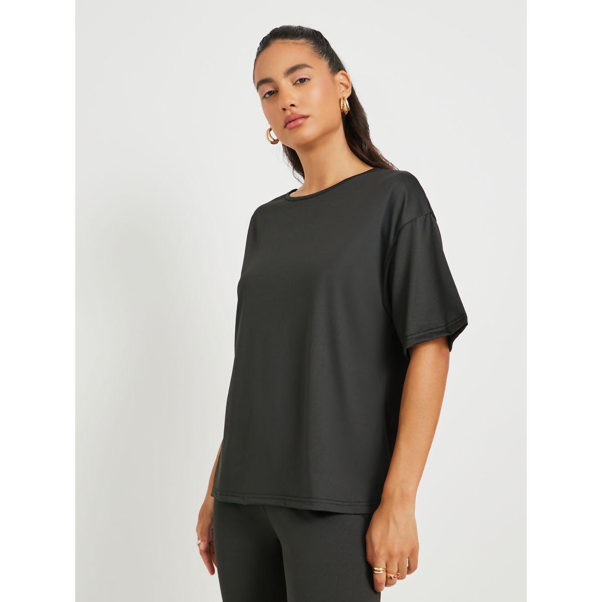 Styli Slogan Print Back Oversized T-Shirt and Leggings Co-Ords-women-clothing-coordsets-image-3