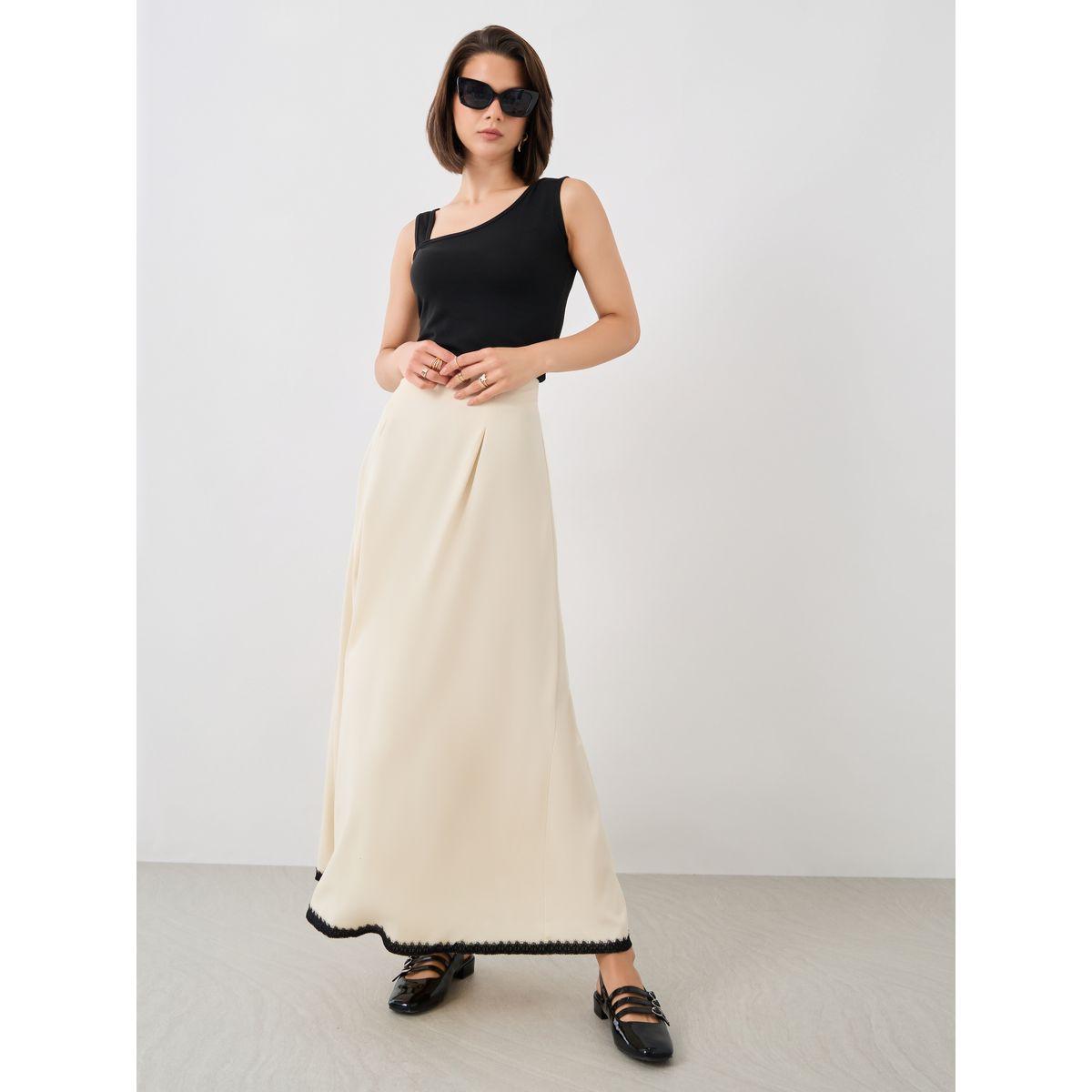 Styli Solid Lace Hem A-Line Maxi Skirt-women-clothing-bottoms-skirts-image-1