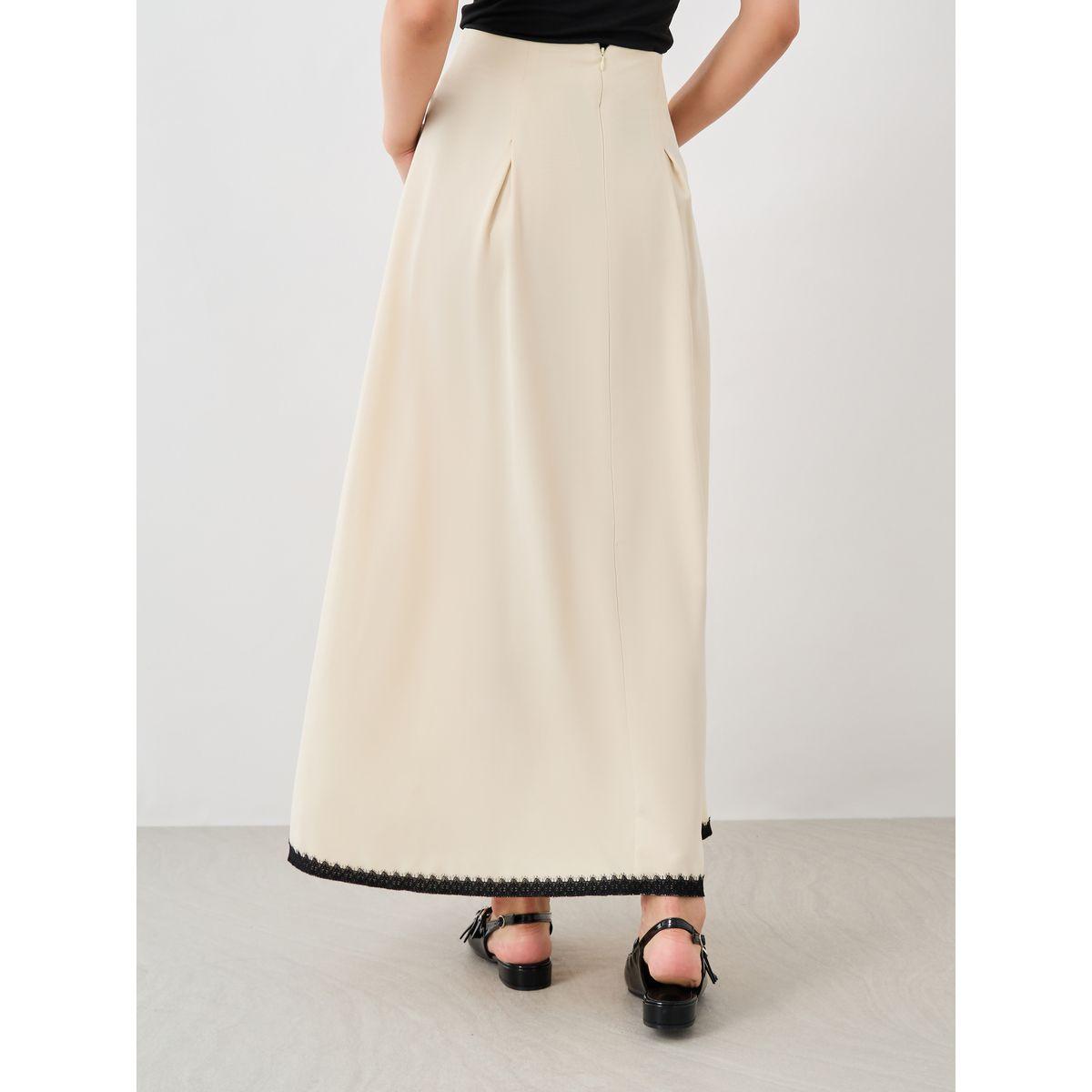 Styli Solid Lace Hem A-Line Maxi Skirt-women-clothing-bottoms-skirts-image-5