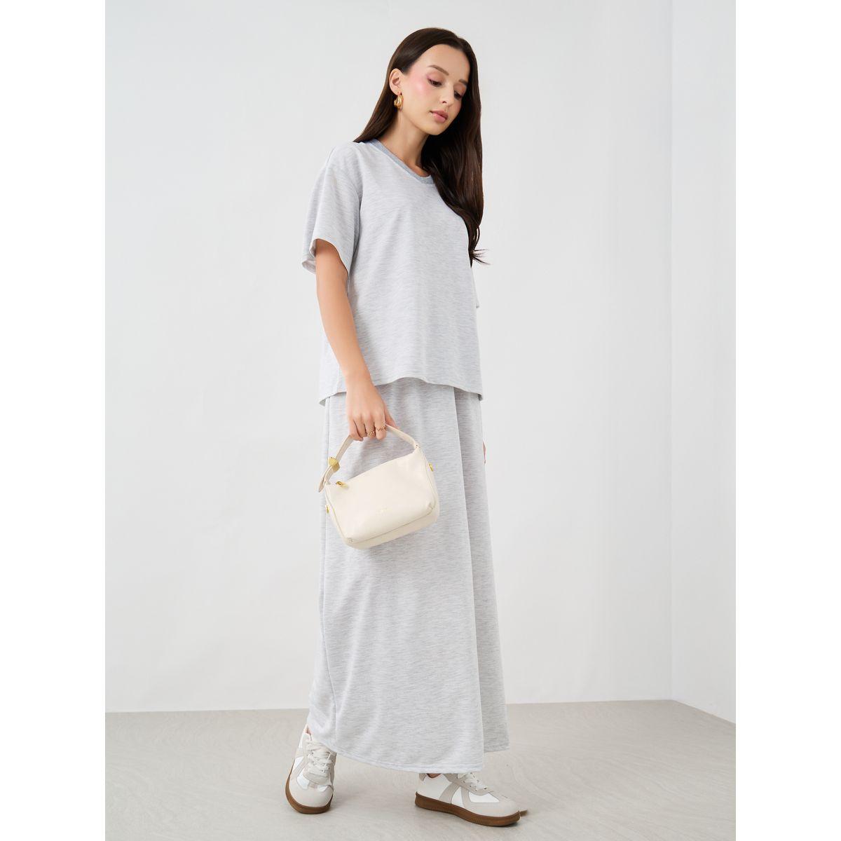 Styli Graphic Print Round Neck T-Shirt and Maxi Skirt Co-Ords-women-clothing-coordsets-image-2