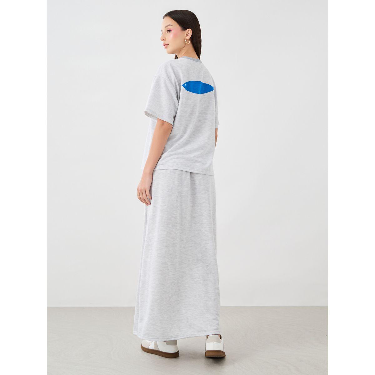 Styli Graphic Print Round Neck T-Shirt and Maxi Skirt Co-Ords-women-clothing-coordsets-image-6