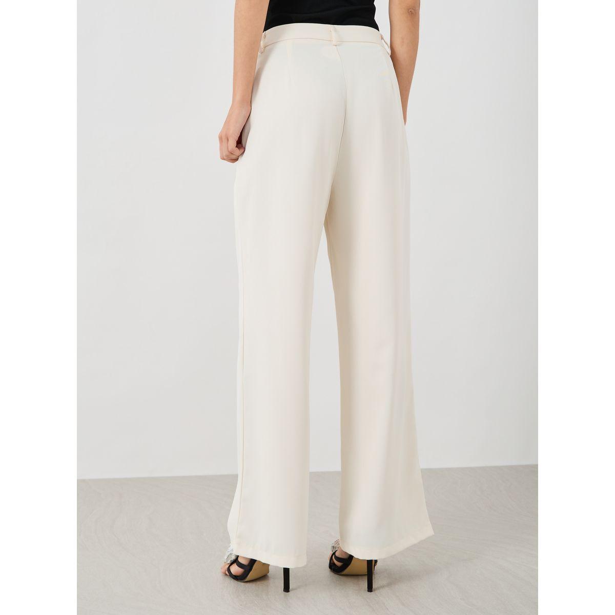 بنطال سادة بأرجل واسعة وفتحات حزام-women-clothing-bottoms-trousers-image-4