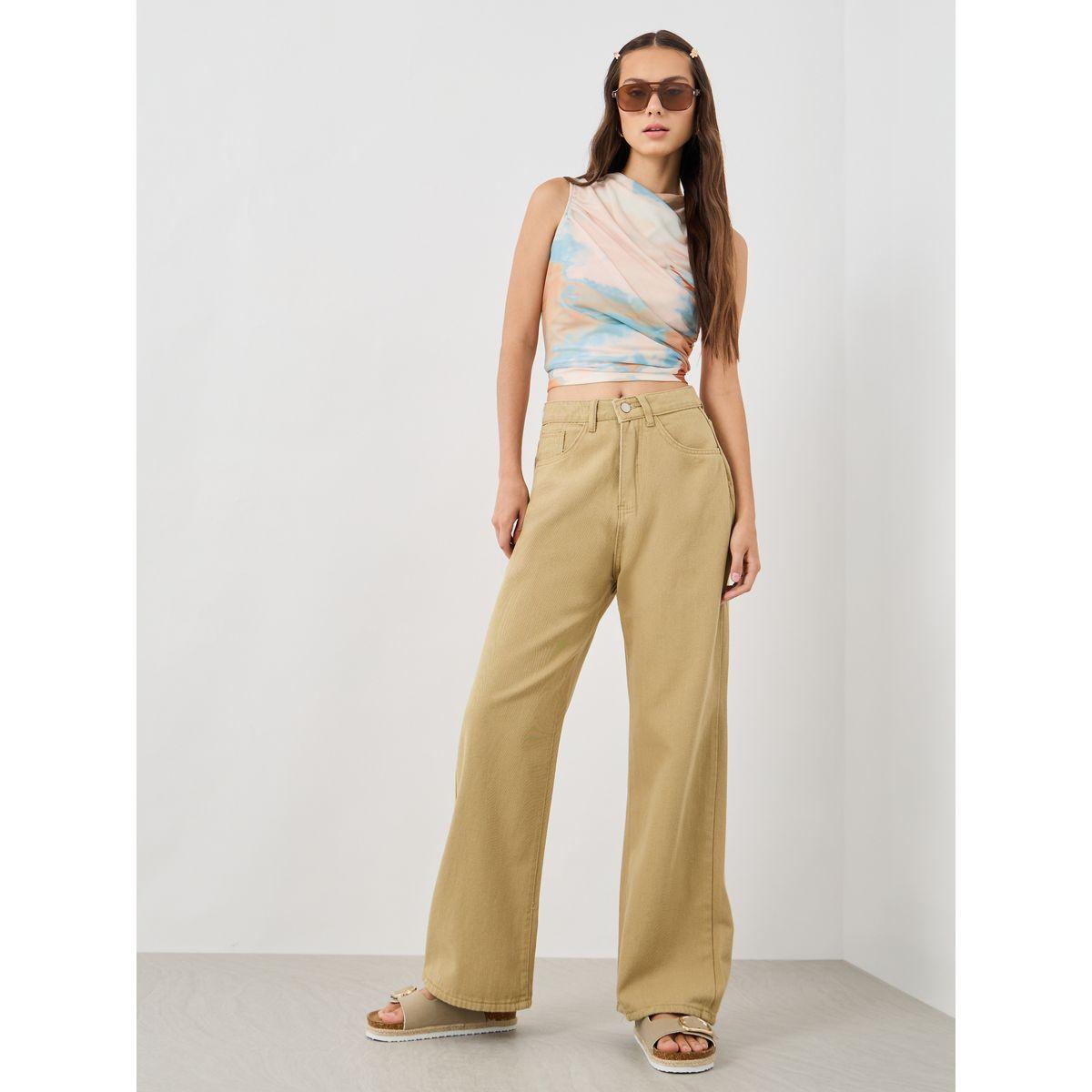 Styli Solid Mid Rise Wide Leg Jeans-women-clothing-bottoms-jeans-image-1