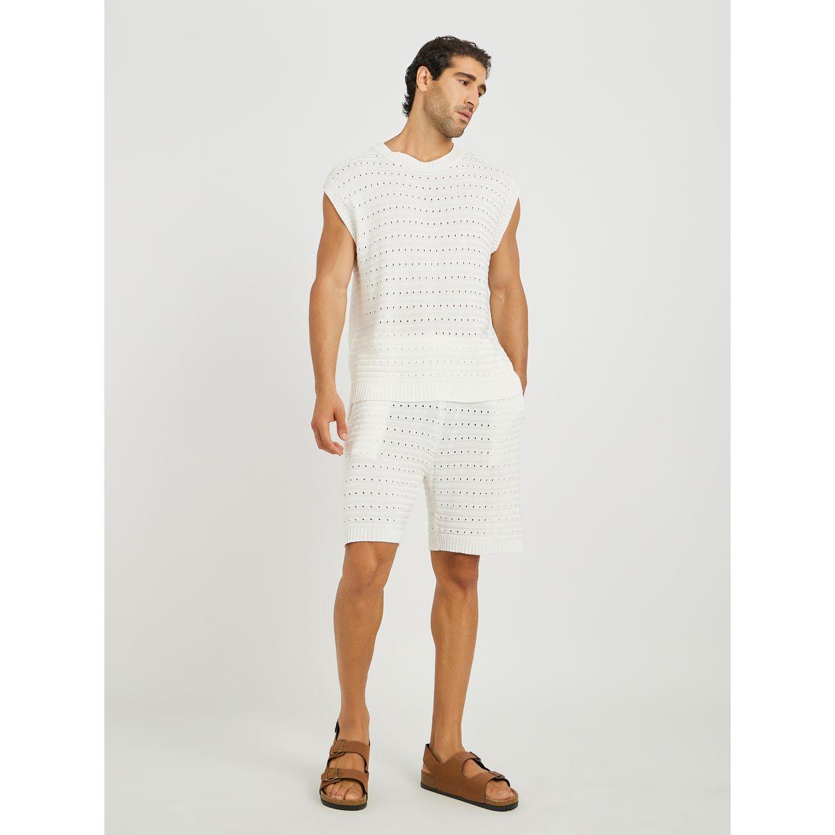 Styli Relaxed Fit Crochet Knit T-Shirt and Short Co-Ords-men-clothing-coordsets-image-1