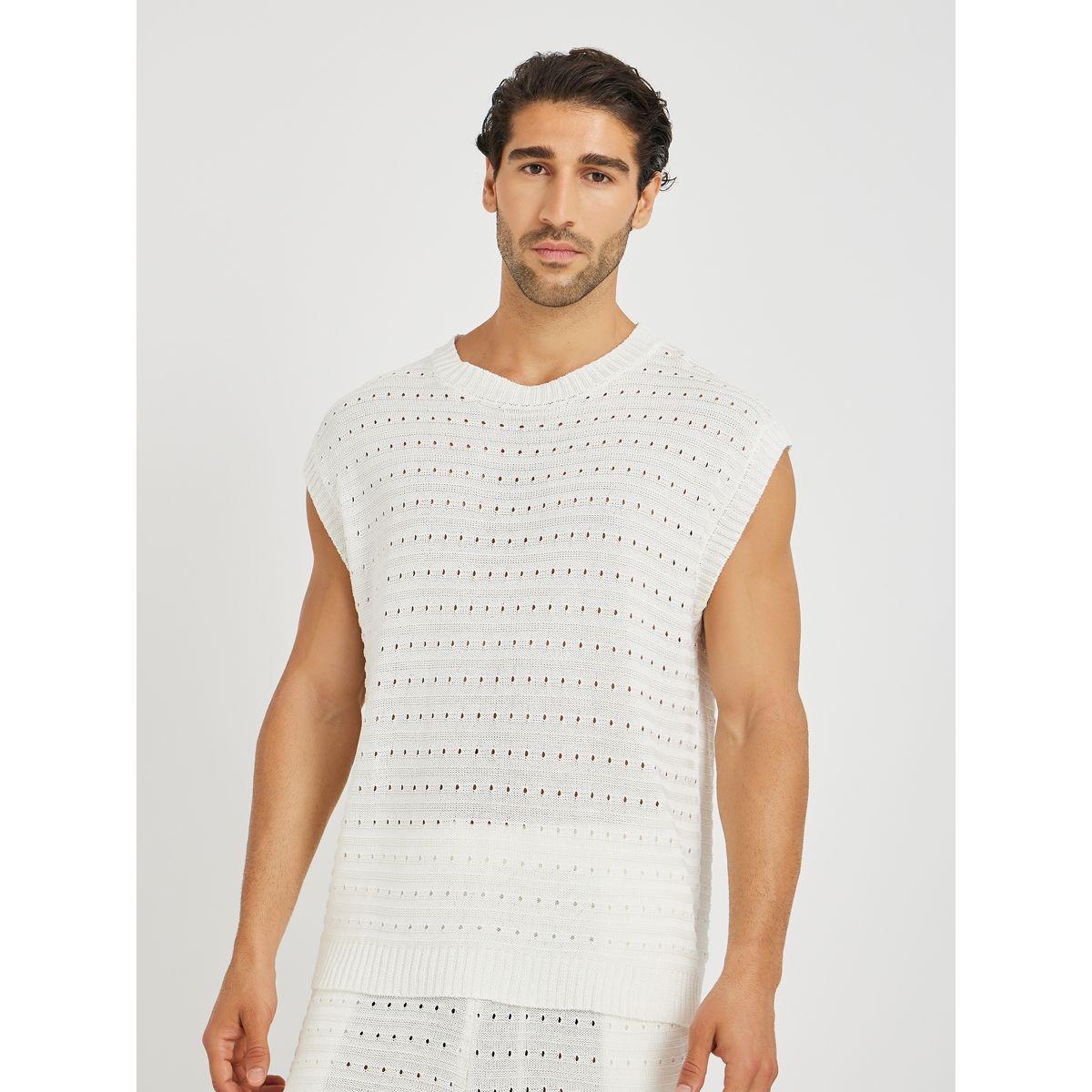 Styli Relaxed Fit Crochet Knit T-Shirt and Short Co-Ords-men-clothing-coordsets-image-2