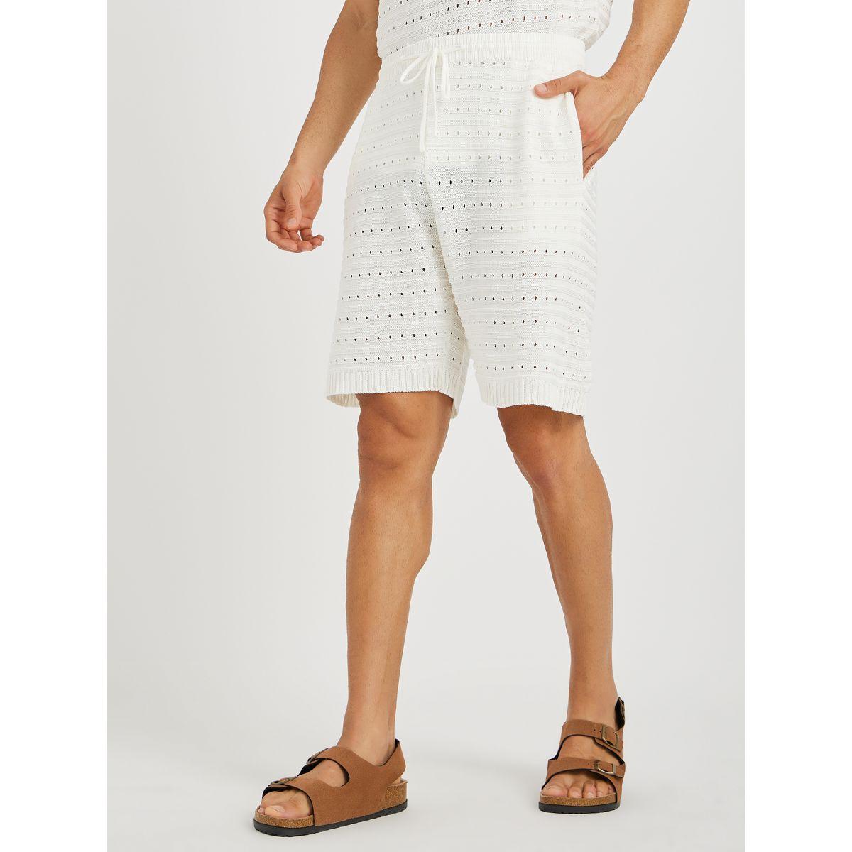 Styli Relaxed Fit Crochet Knit T-Shirt and Short Co-Ords-men-clothing-coordsets-image-4