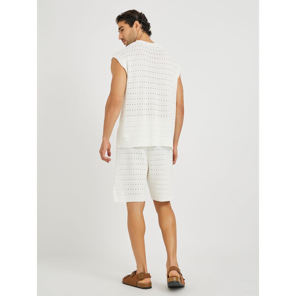 Styli Relaxed Fit Crochet Knit T-Shirt and Short Co-Ords-men-clothing-coordsets-image-5