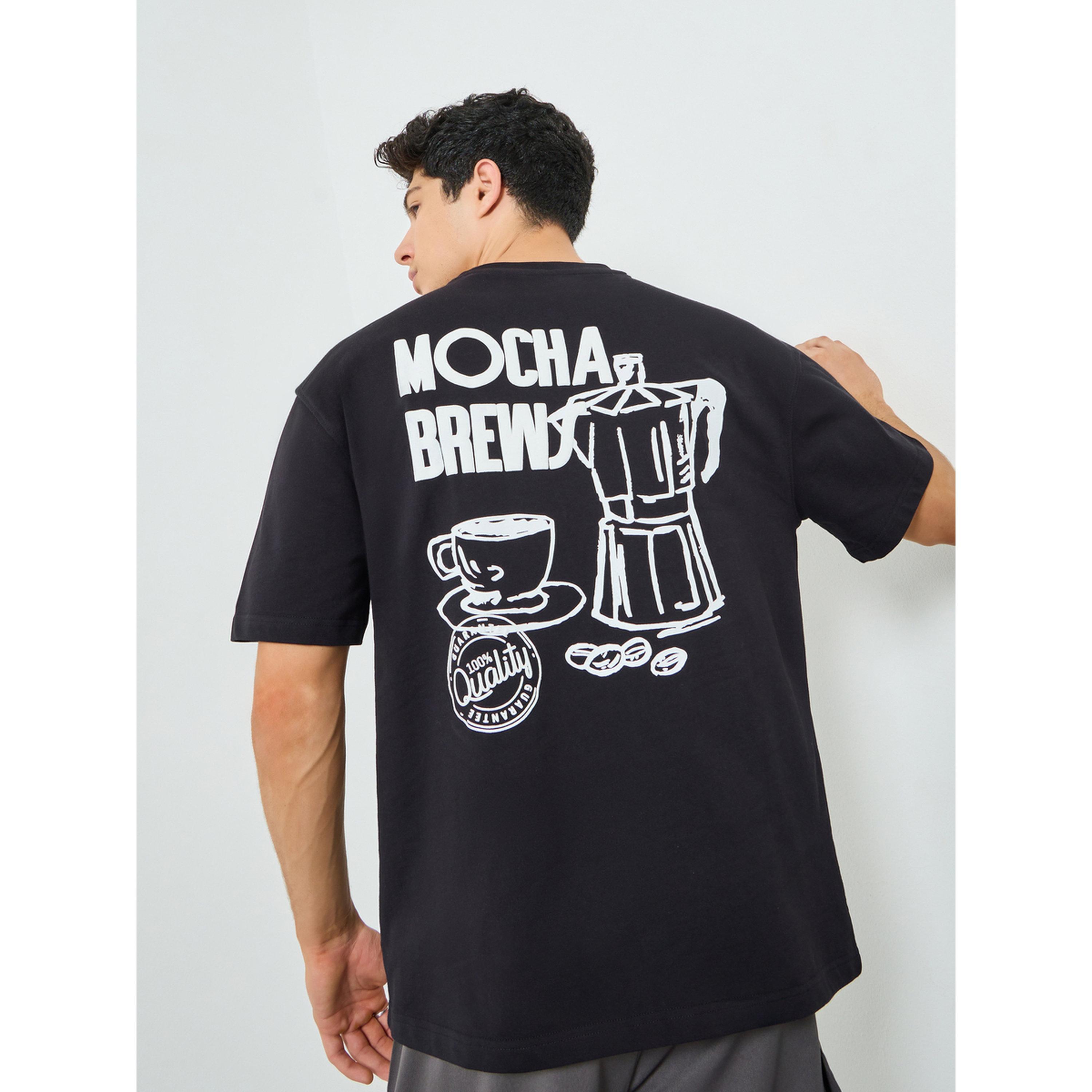 Styli Men Black Coffee Graphic Print Crew Neck T-Shirt-men-clothing-tshirtsandpolos-tshirts-image-3