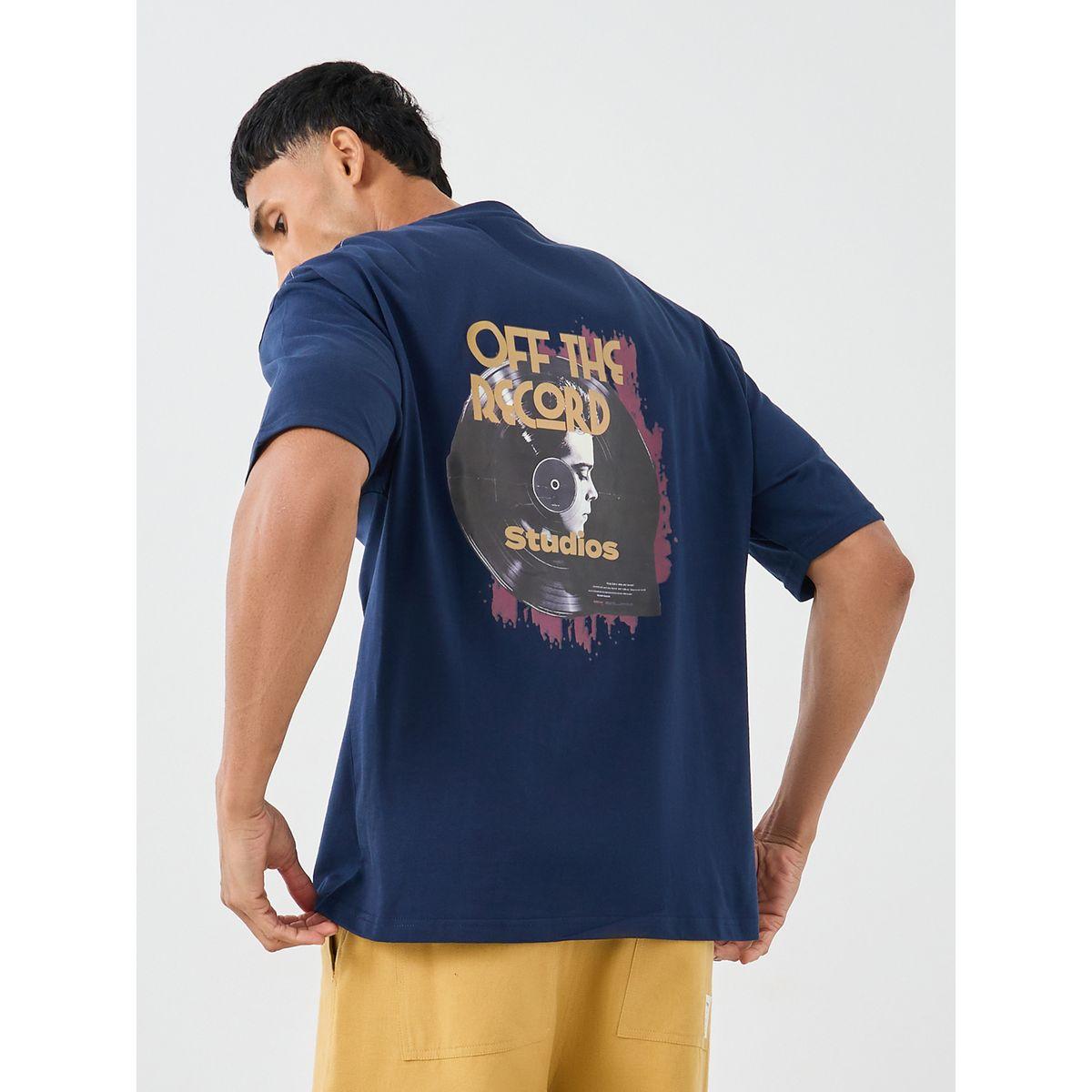 Styli Men Navy Blue Graphic Print Short Sleeve Oversized T-Shirt-men-clothing-tshirtsandpolos-tshirts-image-1