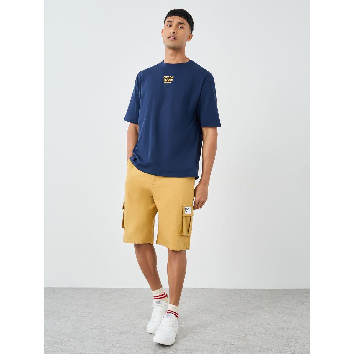 Styli Men Navy Blue Graphic Print Short Sleeve Oversized T-Shirt-men-clothing-tshirtsandpolos-tshirts-image-2