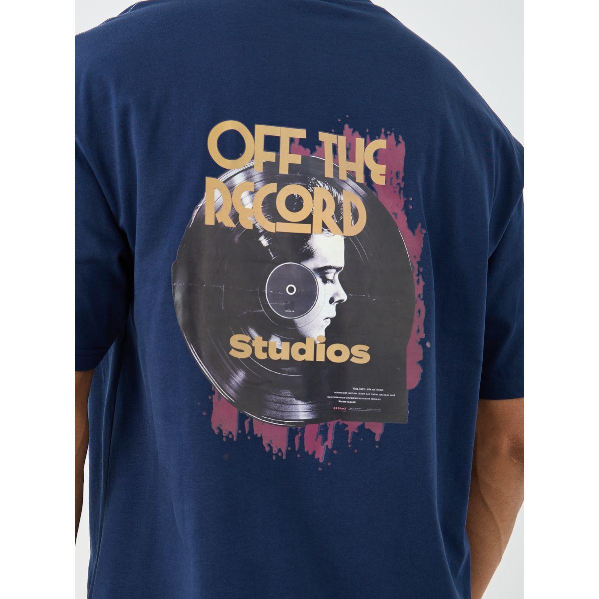 Styli Men Navy Blue Graphic Print Short Sleeve Oversized T-Shirt-men-clothing-tshirtsandpolos-tshirts-image-4