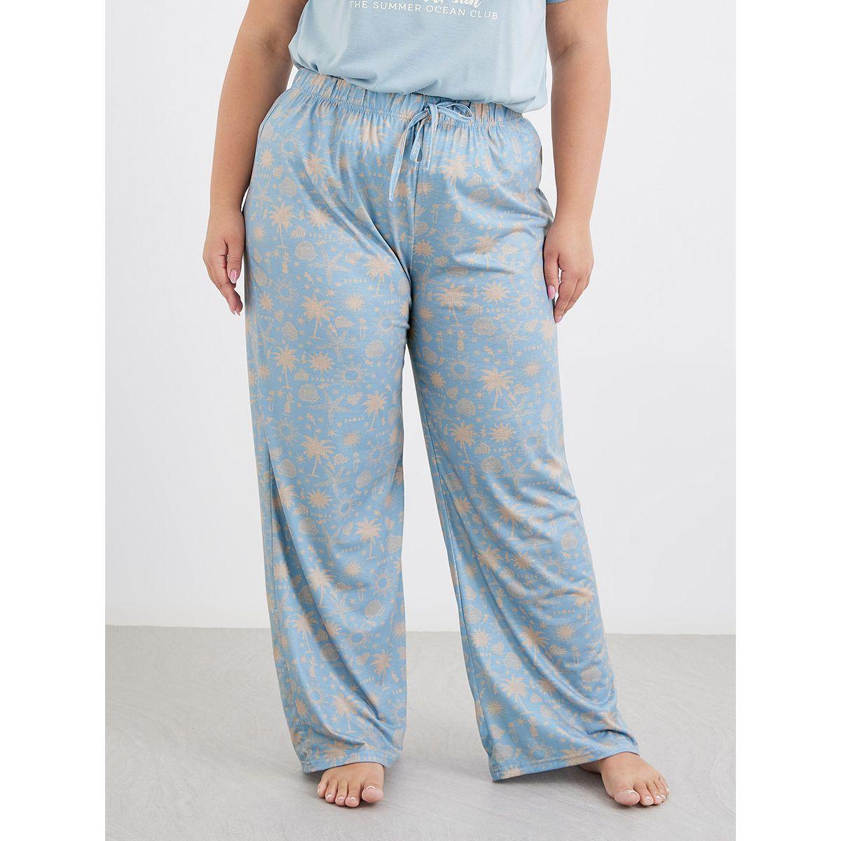 Styli Plus Beach Graphics Ruffle Hem T-Shirt and Pyjama Set-women-clothing-nightwear-pyjamas-longsets-image-6