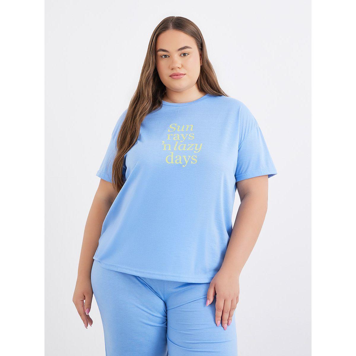 Styli Plus Sun Rays Dropped Shoulder T-Shirt and Side Slit Pyjama Set-women-clothing-nightwear-pyjamas-longsets-image-3