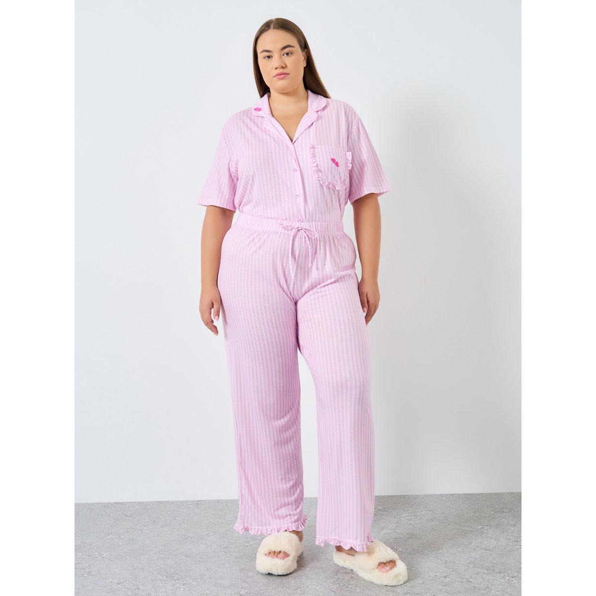 طقم من بنطال بيجاما بمقاس كبير وبلوزة مخططة-women-clothing-nightwear-pyjamas-longsets-image-2