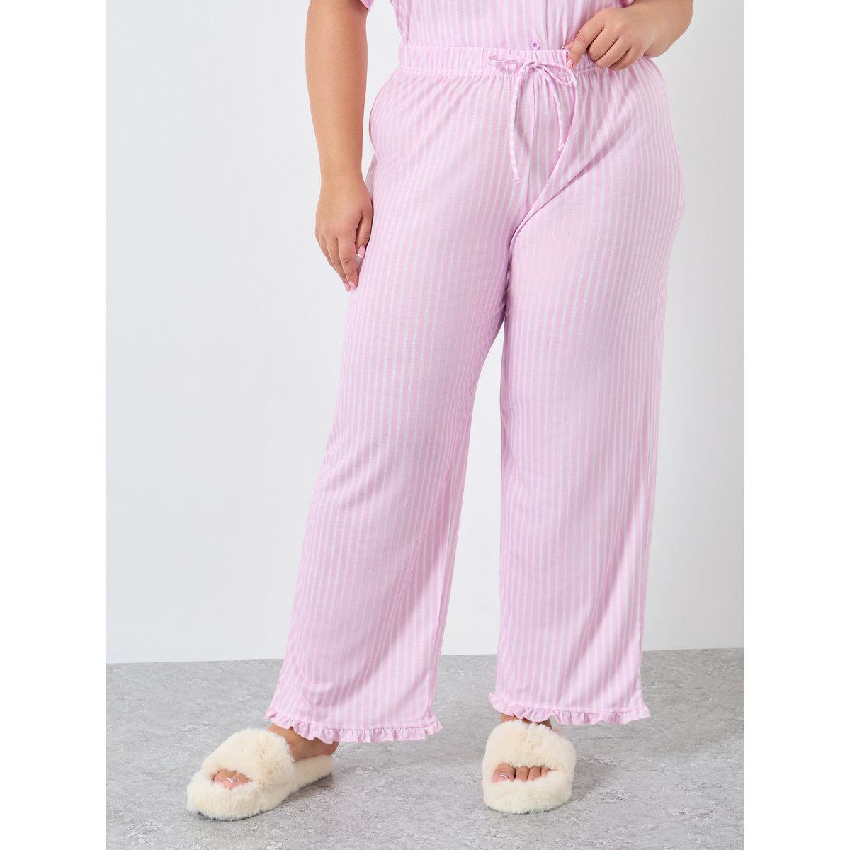 Styli Plus Size Pink Striped Shirt and Pyjama Set-women-clothing-nightwear-pyjamas-longsets-image-6