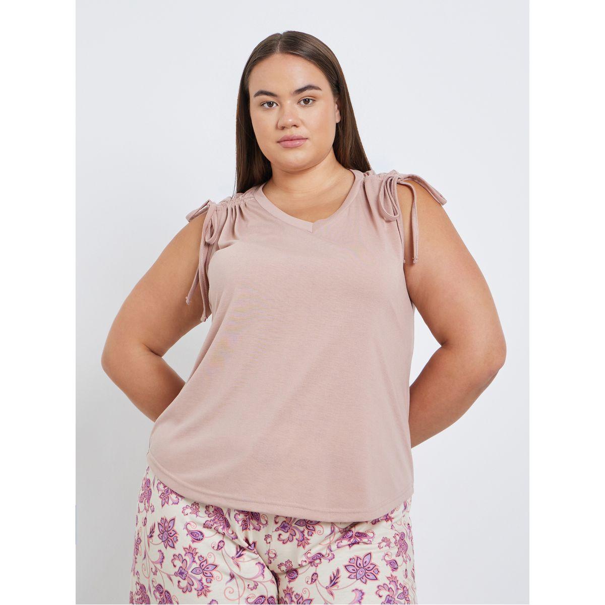 طقم من بنطال بيجاما وتيشيرت كت بمقاس كبير-women-clothing-plussize-nightwear-nightwearsets-image-2