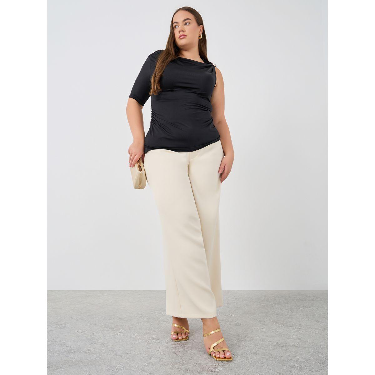 Styli Plus Size Solid One Sleeve Knit Top-women-clothing-tshirts-image-2