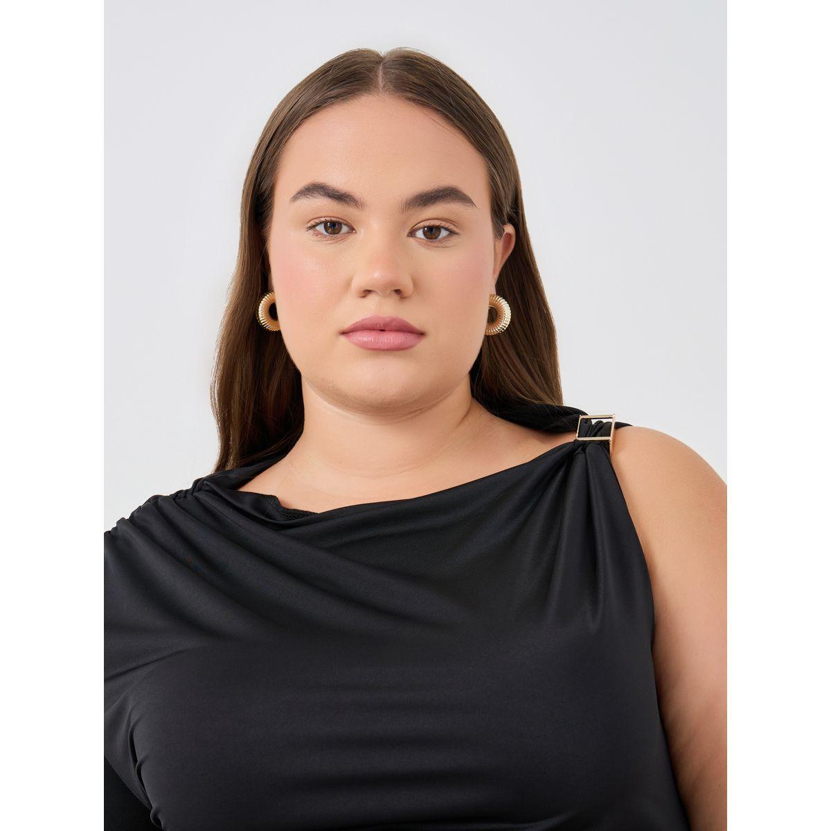 Styli Plus Size Solid One Sleeve Knit Top-women-clothing-tshirts-image-3