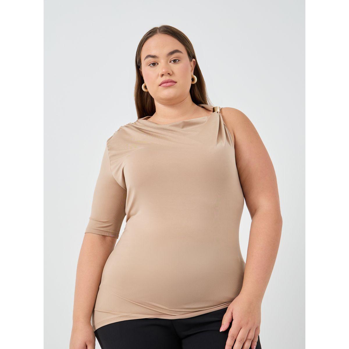 Styli Plus Size Solid One Sleeve Top-women-clothing-shirtsandblouses-blouses-image-1