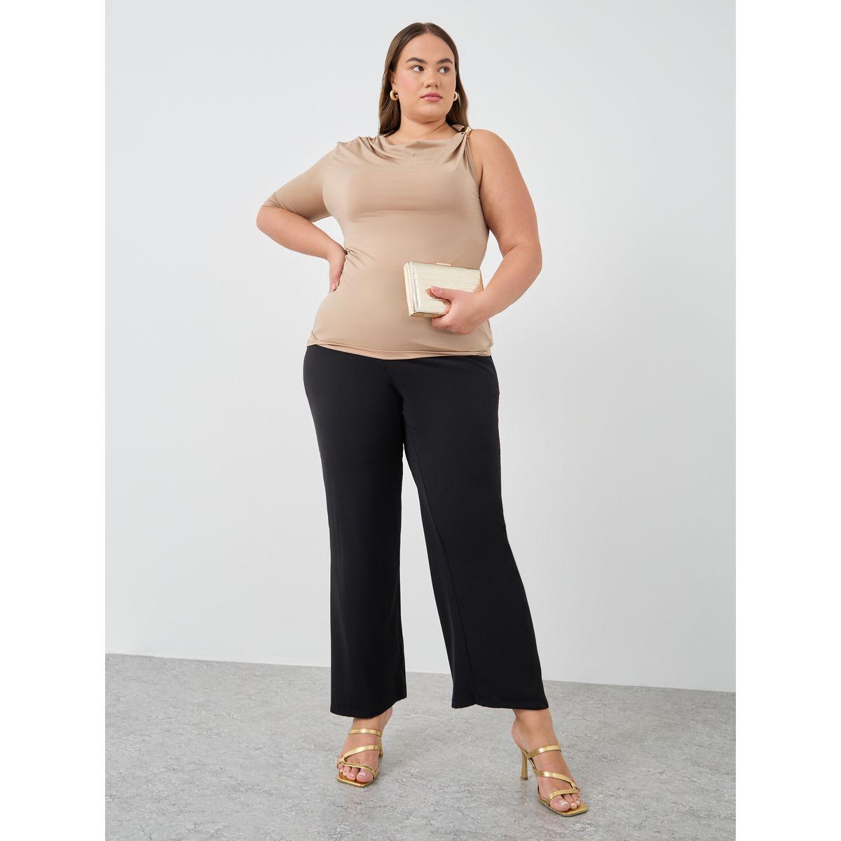 بلوزة سادة بمقاس كبير وكم واحد-women-clothing-shirtsandblouses-blouses-image-3
