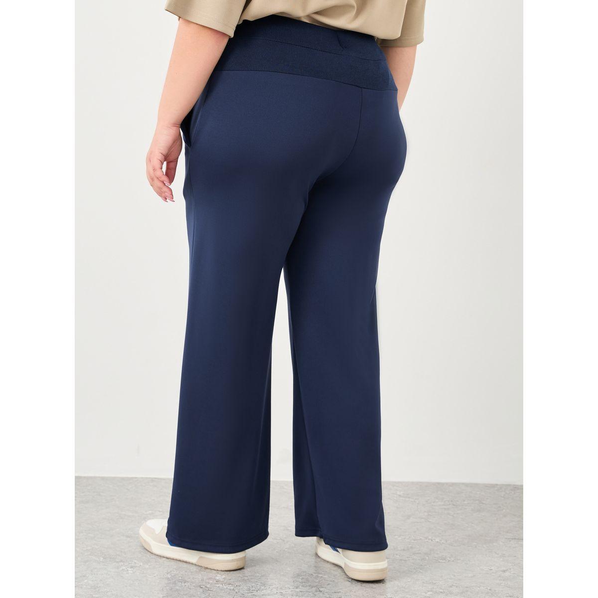 Styli Plus Navy Blue Scuba Joggers with Wide Waistband-women-clothing-bottoms-joggers-image-4