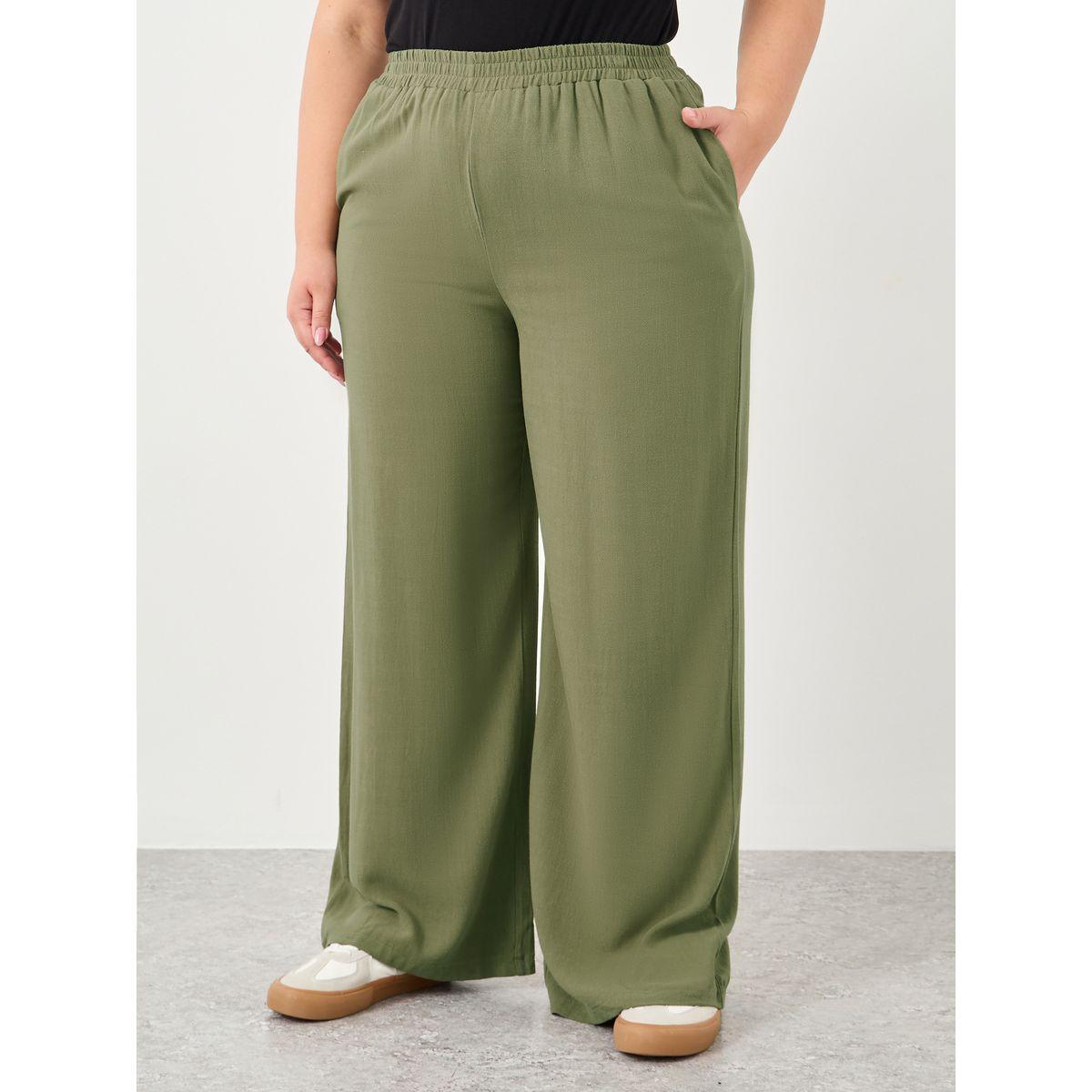 بنطال بمقاس كبير بتفاصيل جيوب دانبية-women-clothing-bottoms-trousers-image-2