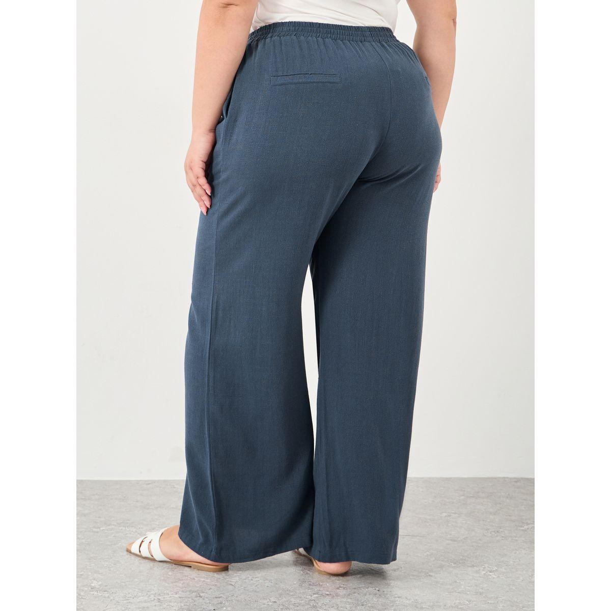 Styli Plus Charcoal Linen Look Pants with Side Pocket-women-clothing-bottoms-trousers-image-4