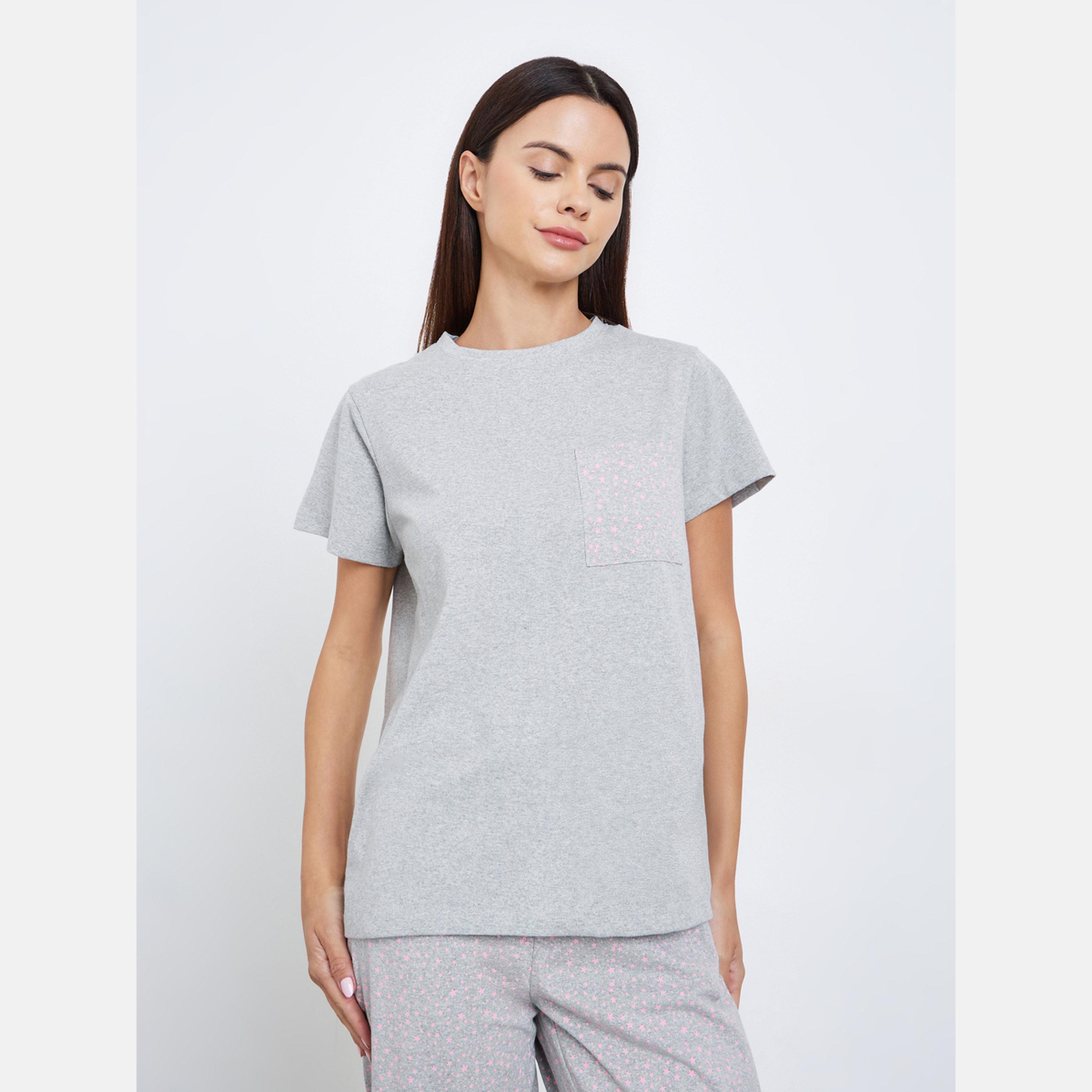 Styli Star Print Pocket T-Shirt and Pyjama Set-women-clothing-nightwear-pyjamas-longsets-image-2