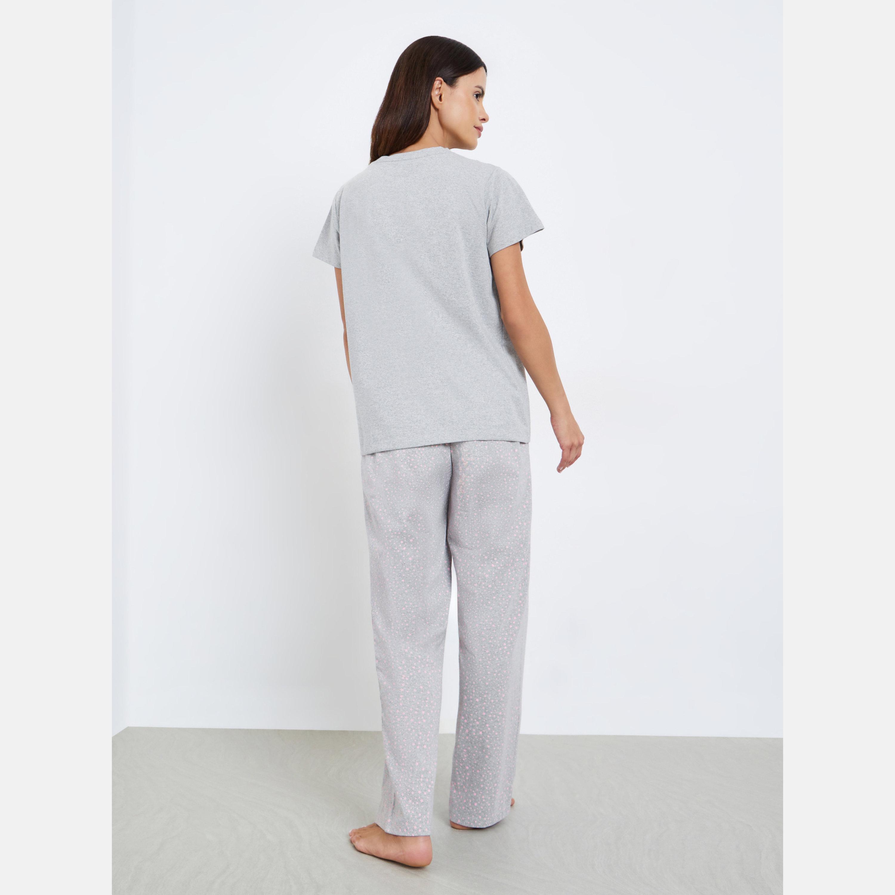 Styli Star Print Pocket T-Shirt and Pyjama Set-women-clothing-nightwear-pyjamas-longsets-image-5