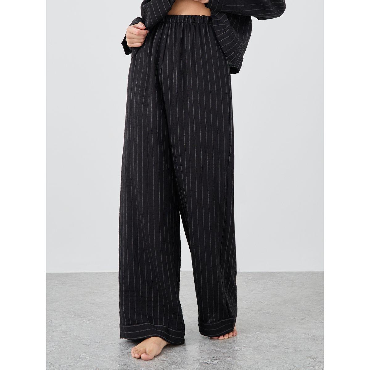 Styli Textured Striped Buttoned Shirt and Pyjama Set-women-clothing-nightwear-pyjamas-longsets-image-4