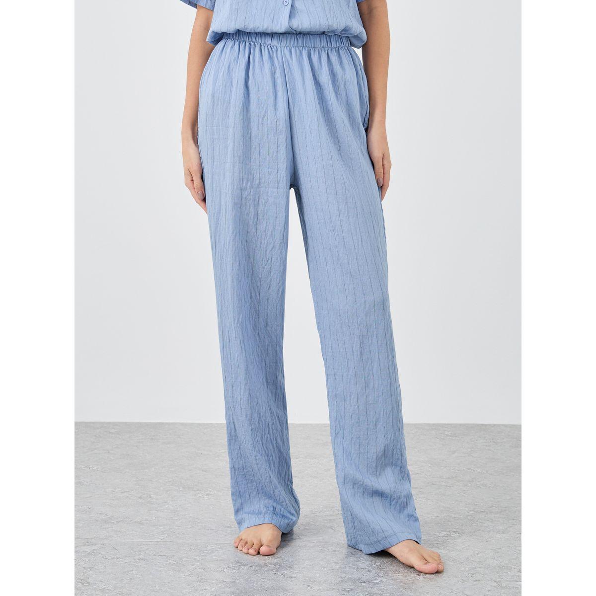 Styli Textured Striped Buttoned Shirt and Pyjama Set-women-clothing-nightwear-pyjamas-longsets-image-4