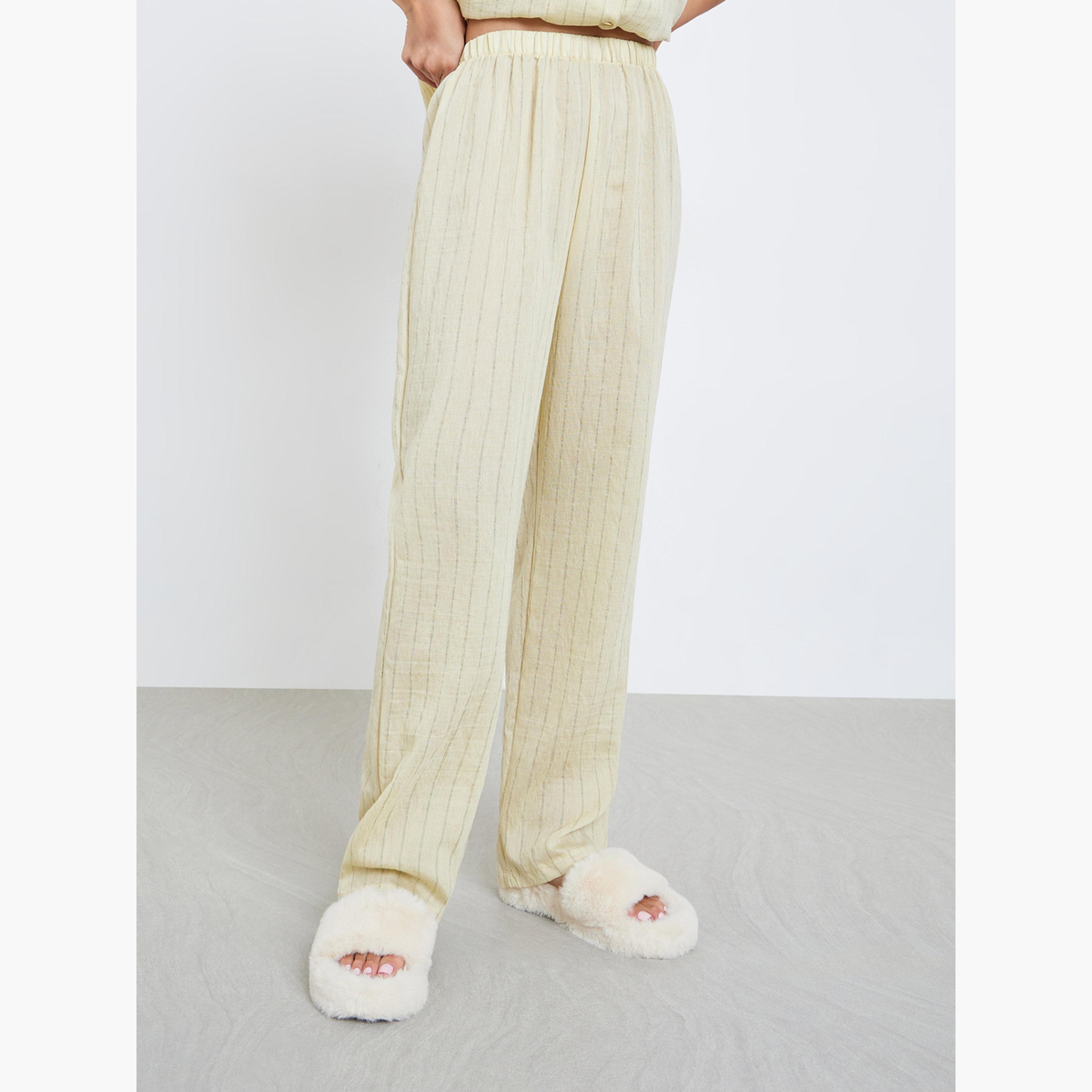 ستايلي - بيجاما فيسكوز مخطط مزخرف بأزرار-women-clothing-nightwear-pyjamas-longsets-image-4