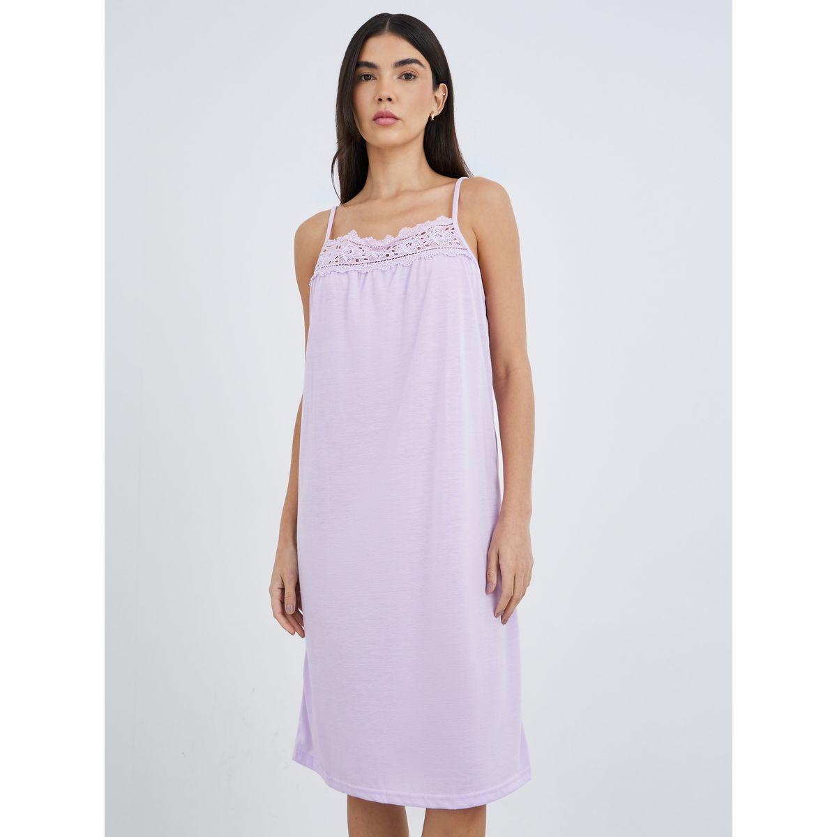 Styli Lace Yoke Slip Dress-women-clothing-nightwear-nighties-image-2