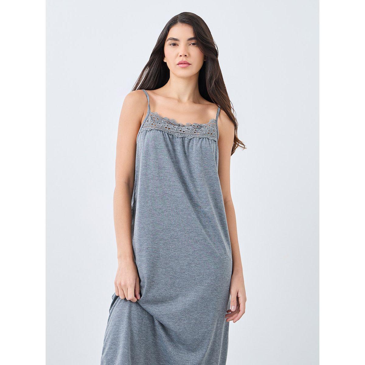 Styli Lace Yoke Slip Dress-women-clothing-nightwear-nighties-image-2