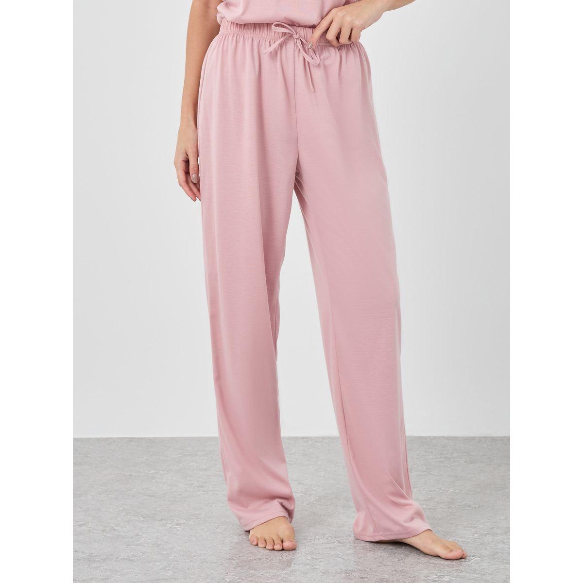 Styli Lace Insert Round Neck T-Shirt and Pyjama Set-women-clothing-nightwear-pyjamas-longsets-image-6