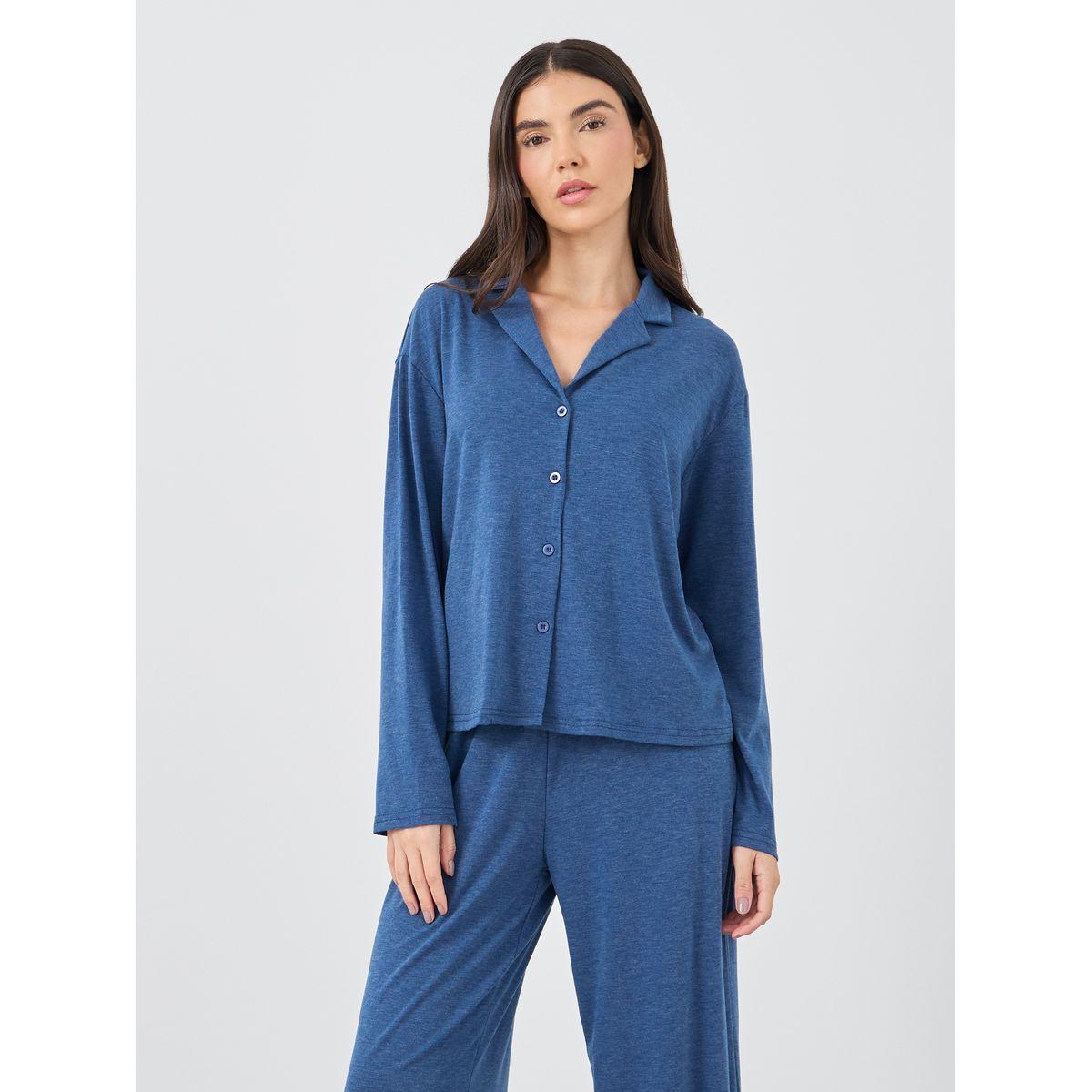 طقم من بنطال بيجاما بقصة أرجل واسعة وبلوزة بأكمام طويلة-women-clothing-nightwear-pyjamas-longsets-image-2