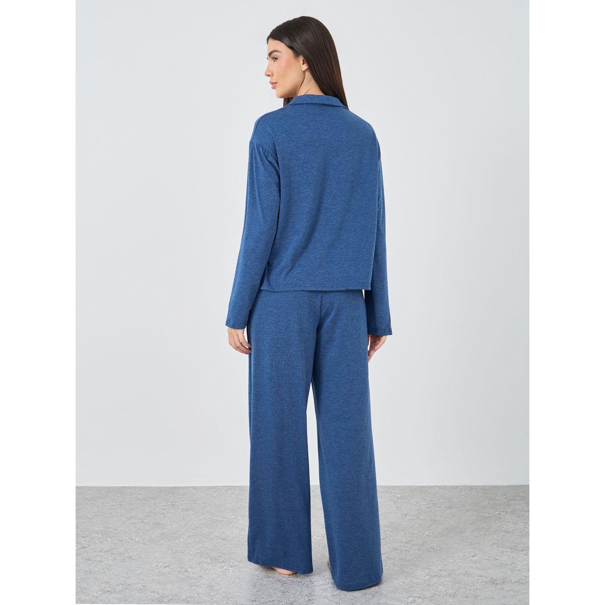 طقم من بنطال بيجاما بقصة أرجل واسعة وبلوزة بأكمام طويلة-women-clothing-nightwear-pyjamas-longsets-image-5