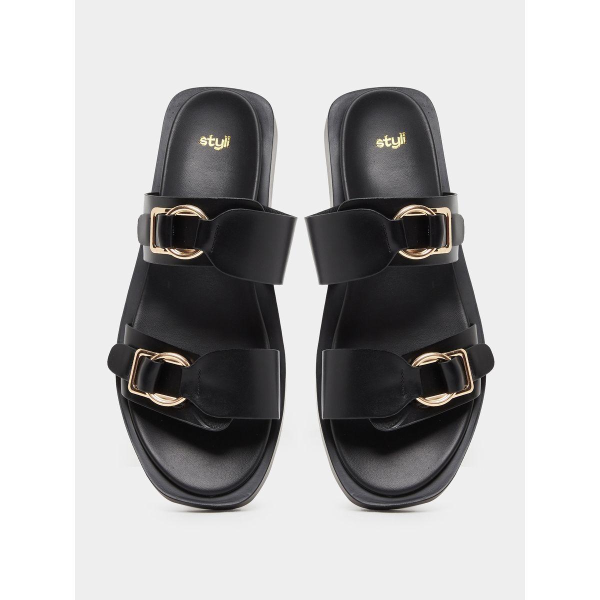 صندل سهل الارتداء بتفاصيل إبزيم-women-shoes-sandals-flats-image-5