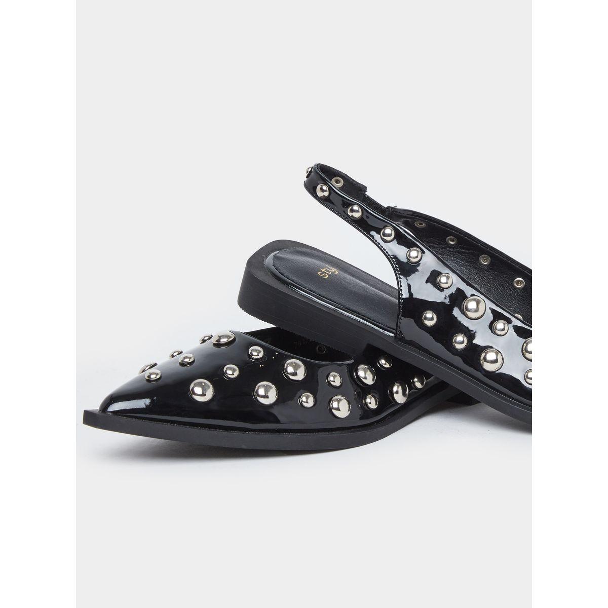 Styli Women Black Studded Slingback Mules-women-shoes-sandals-flats-image-3