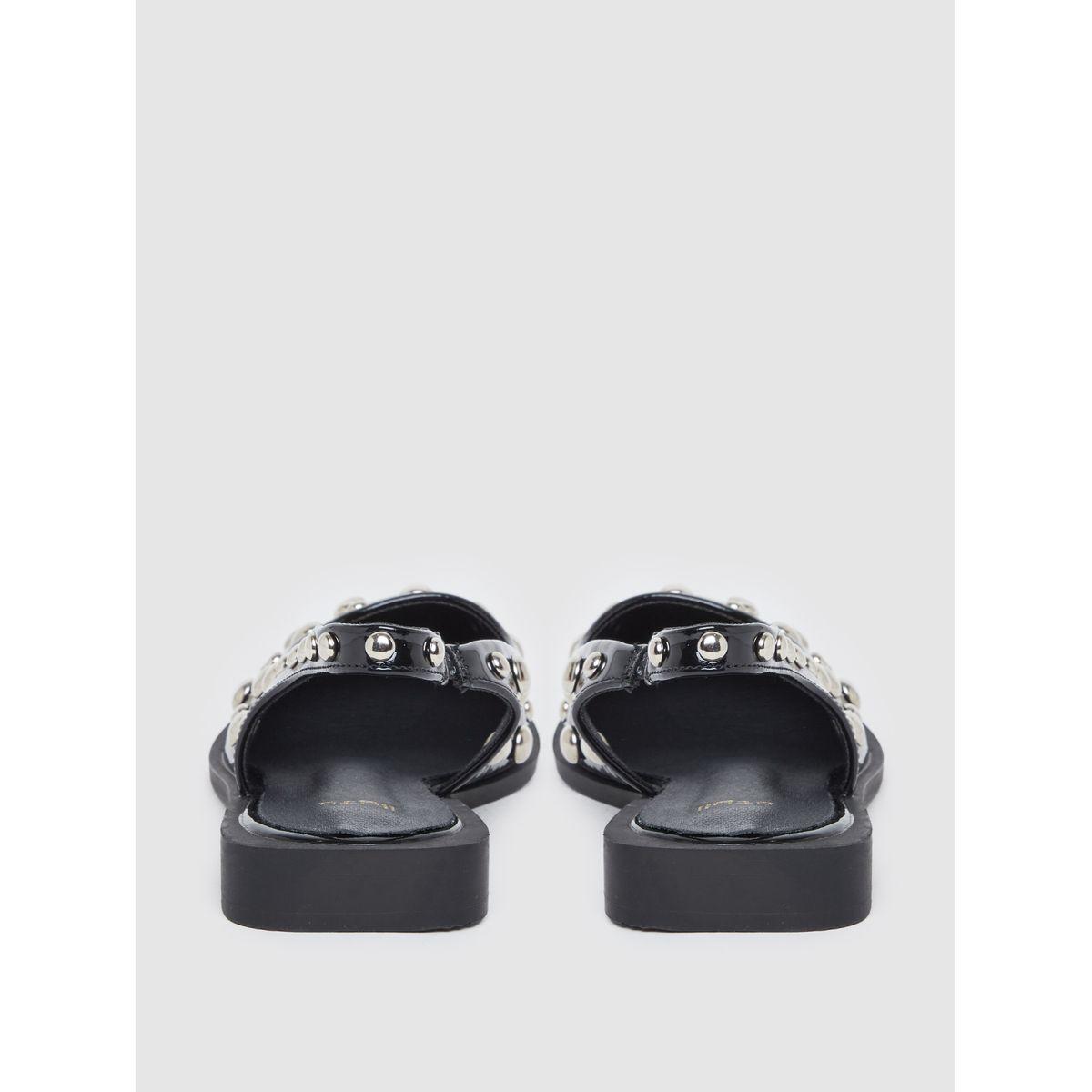 Styli Women Black Studded Slingback Mules-women-shoes-sandals-flats-image-4