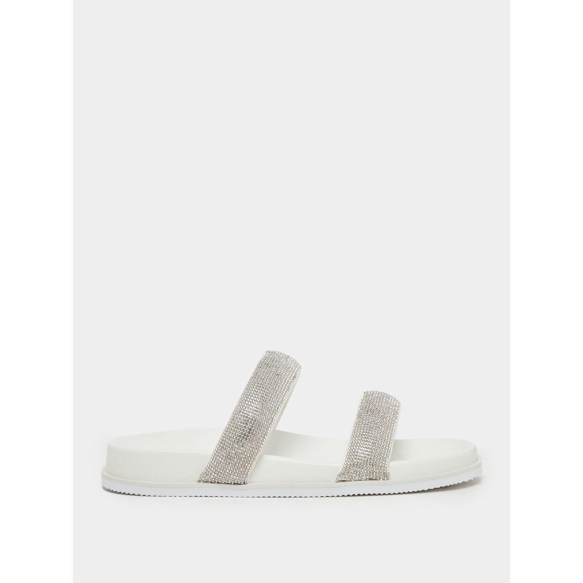 Styli Embellished Glitter Slip on Sandals-women-shoes-sandals-flats-image-1