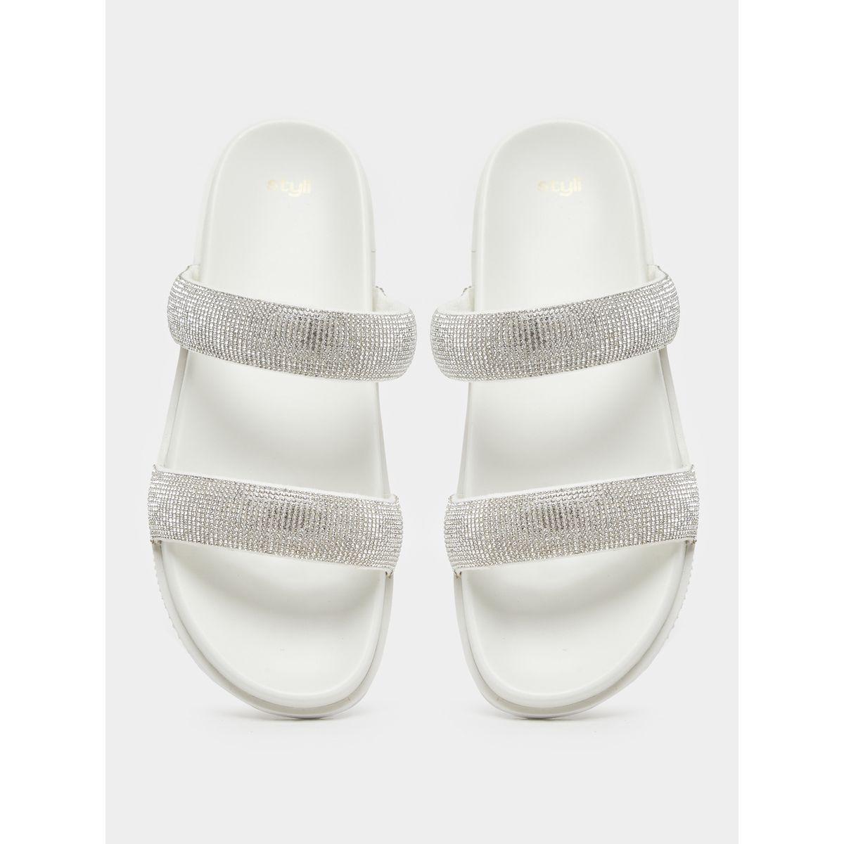 Styli Embellished Glitter Slip on Sandals-women-shoes-sandals-flats-image-5