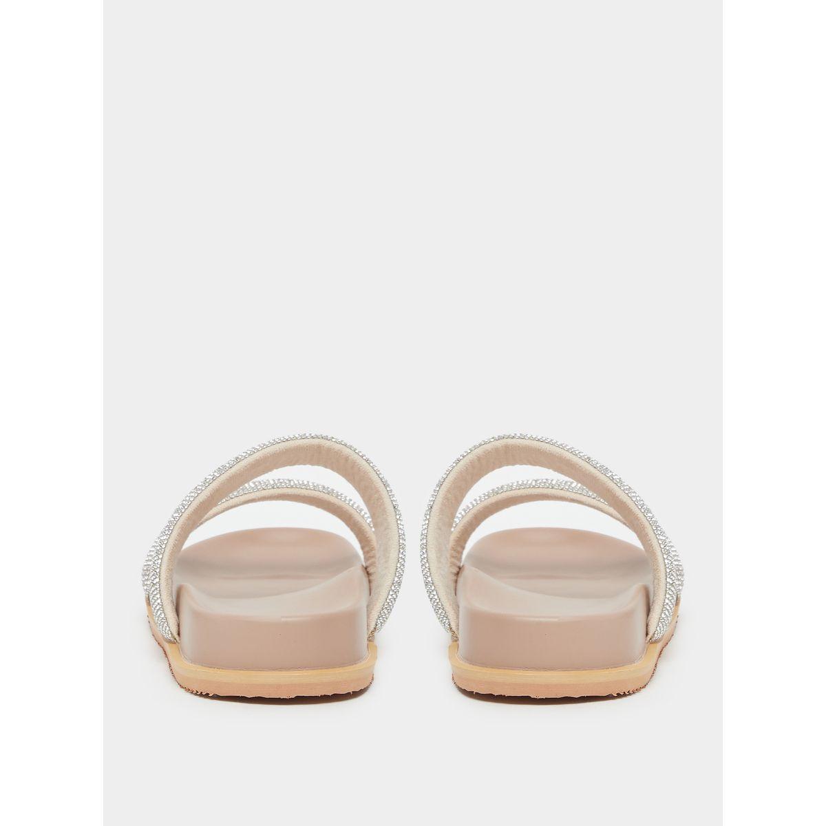 Styli Embellished Glitter Slip on Sandals-women-shoes-sandals-flats-image-4