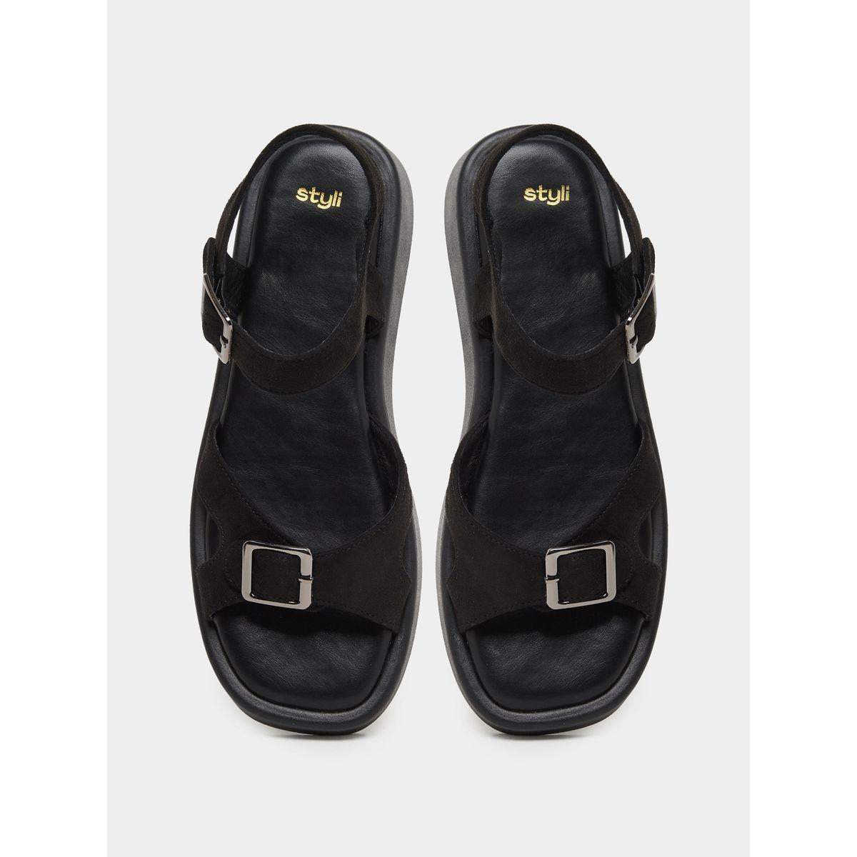Styli Classic Buckle Ankle Strap Sandals-women-shoes-sandals-flats-image-5