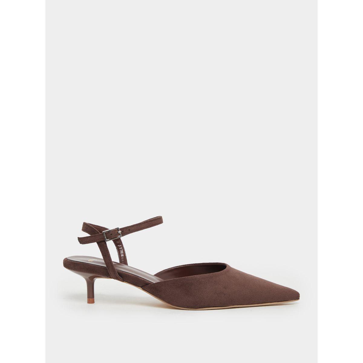 Styli Suede Look Pointed Toe Kitten Heel Shoes-women-shoes-heels-image-1