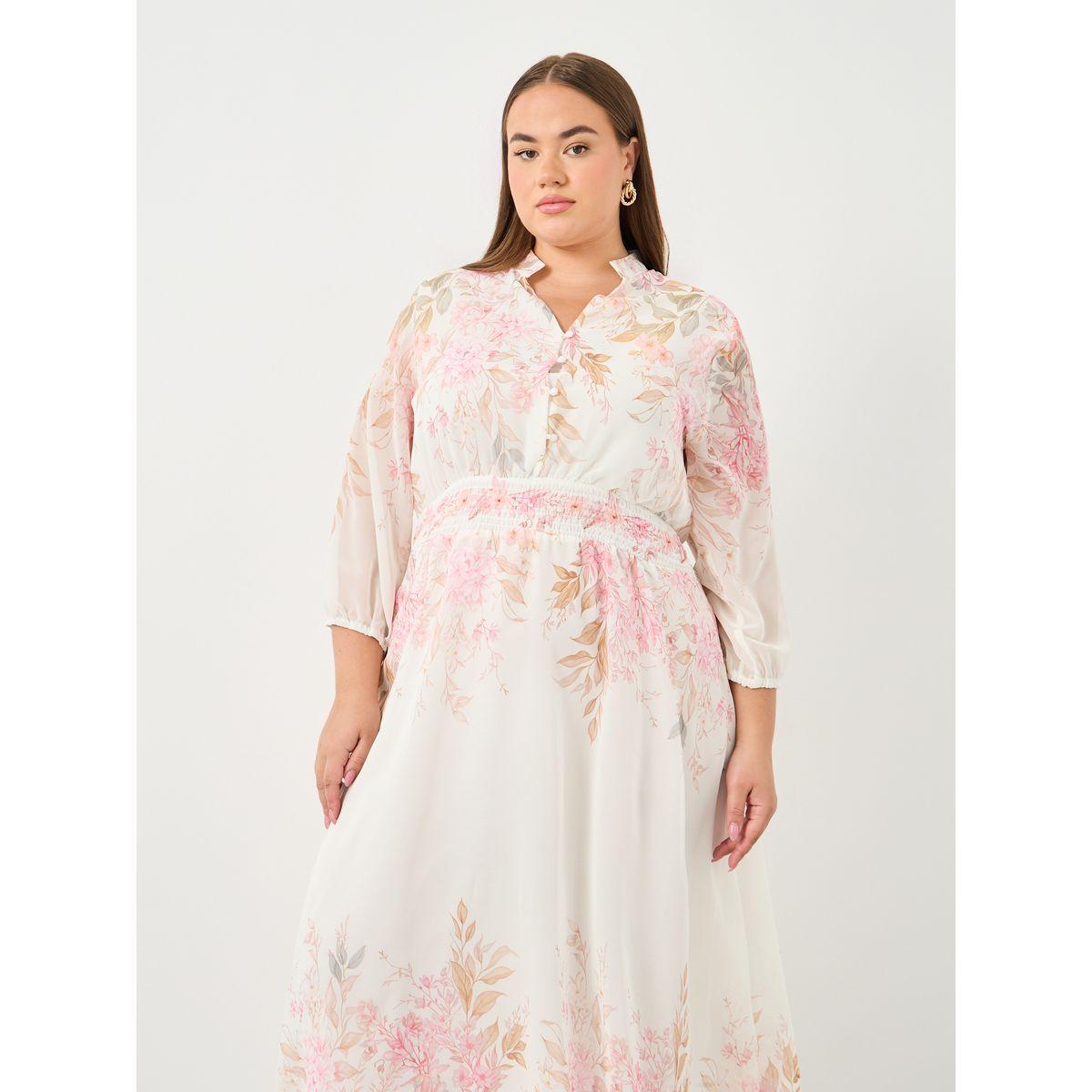 فستان ميدي بمقاس كبير بطبعة زهور-women-clothing-dresses-image-3